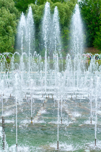Fountain in the city pack. The fountain works on a summer day.