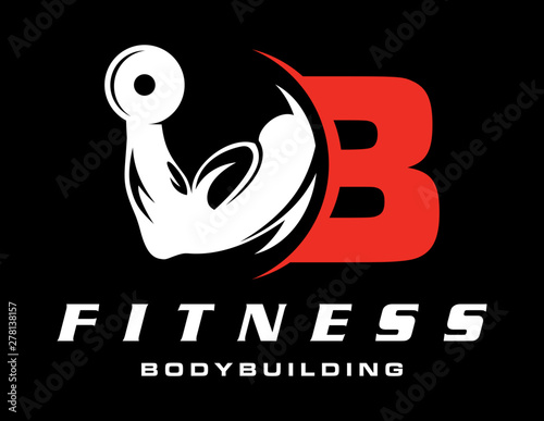 Letter B Logo With barbell. Fitness Gym logo. Love fitness logo template. fitness vector logo design for gym and fitness.
