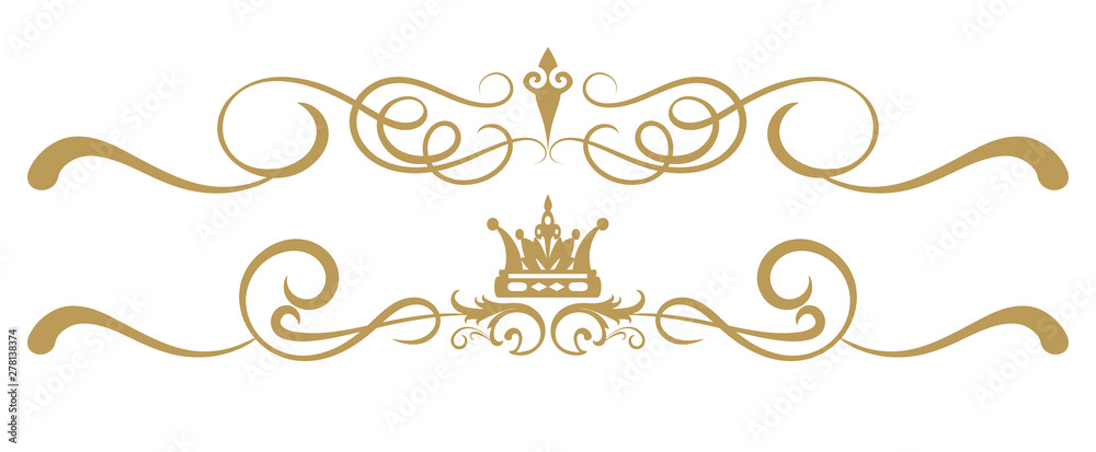 Design elements on white background, ornament royal style, antiques, vintage, vector illustration