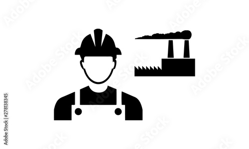 Factory worker icon for labor and manufacturing concepts