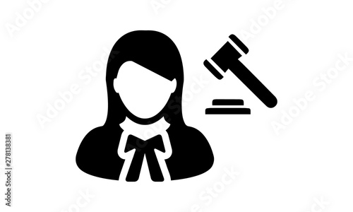 Female lawyer icon for legal services and justice
