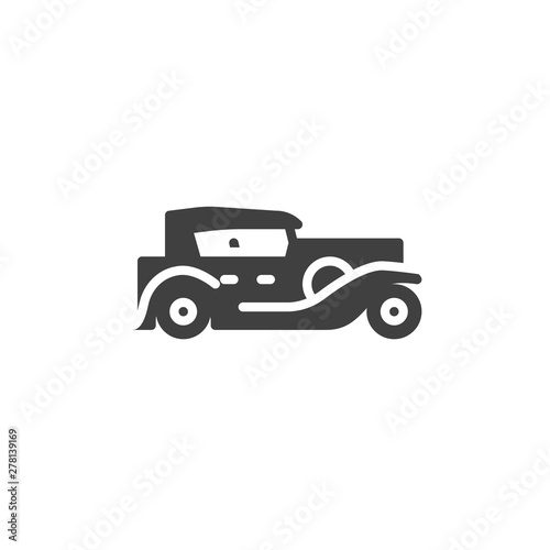Vintage Car vector icon. Classic model automobile filled flat sign for mobile concept and web design. Retro car glyph icon. Symbol, logo illustration. Vector graphics