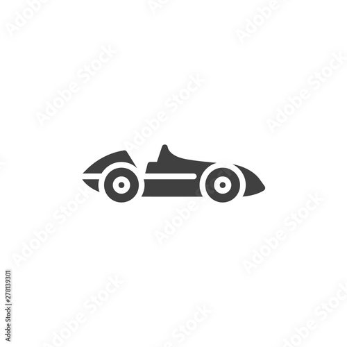 Vintage sport car vector icon. filled flat sign for mobile concept and web design. Retro racing car glyph icon. Symbol, logo illustration. Vector graphics