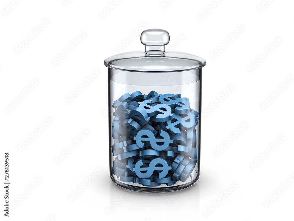 Glass jar with dollar symbols copy Glass jar with dollar symbols copy