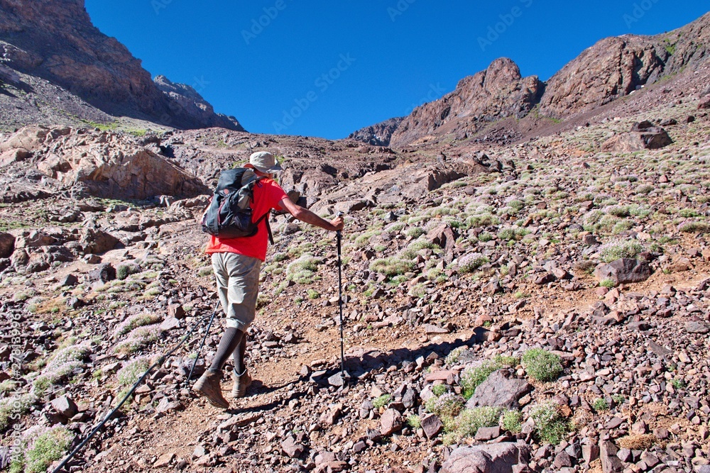 Hiking in High Atlas mountains in Morocco Hiking in High Atlas mountains in Morocco