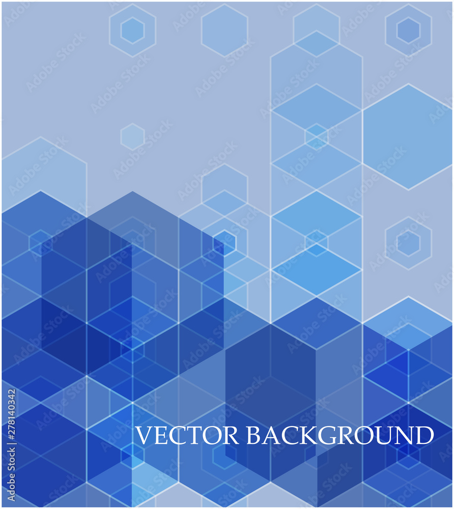 Obraz premium Vector Abstract geometric background. Blue hexagon shape