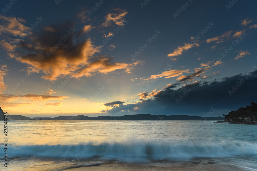 Fototapeta premium High Tide Swells Up Sunrise Seascape