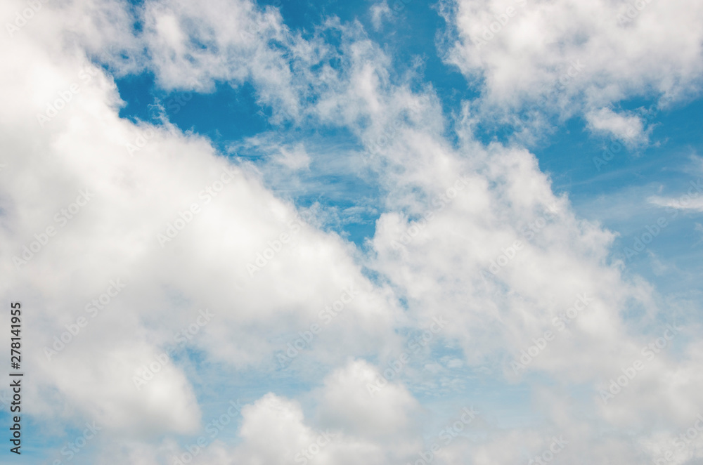 Blue sky and white clouds with blurred background patterns Blue sky and white clouds with blurred background patterns