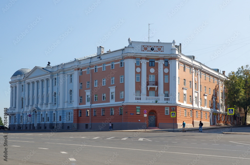 Nizhny Novgorod, Russia - August 19, 2018: Minin and Pozharsky square, house №8, №10
