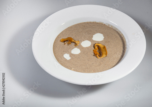 Mushroom Cream Soup With Dots Of Sour Cream