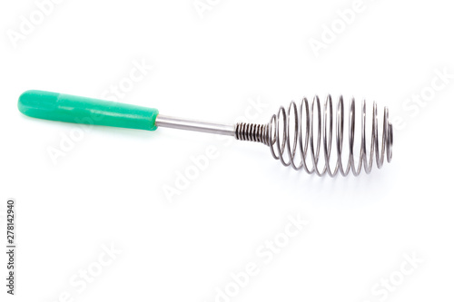 Whisk from stainless steel with dark green handle
