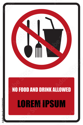 No food or drink area sign.