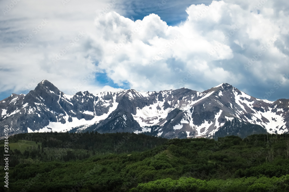 Snow covered peaks near Mount Wilson in July - Colorado
