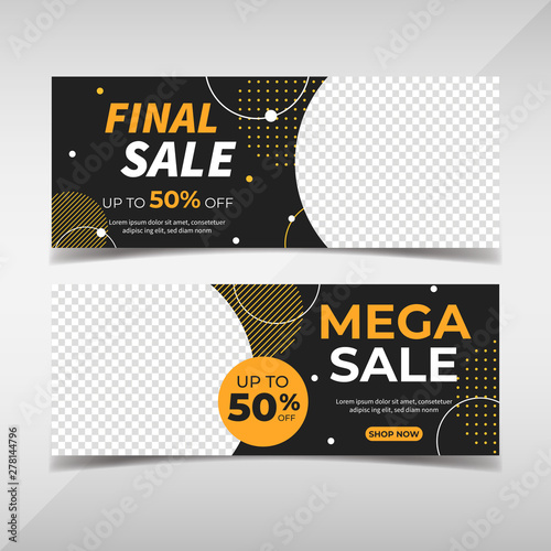 Sale banner collection. Banner template for fashion sale, business promotion with geometric shapes and space for your image. Vol.111