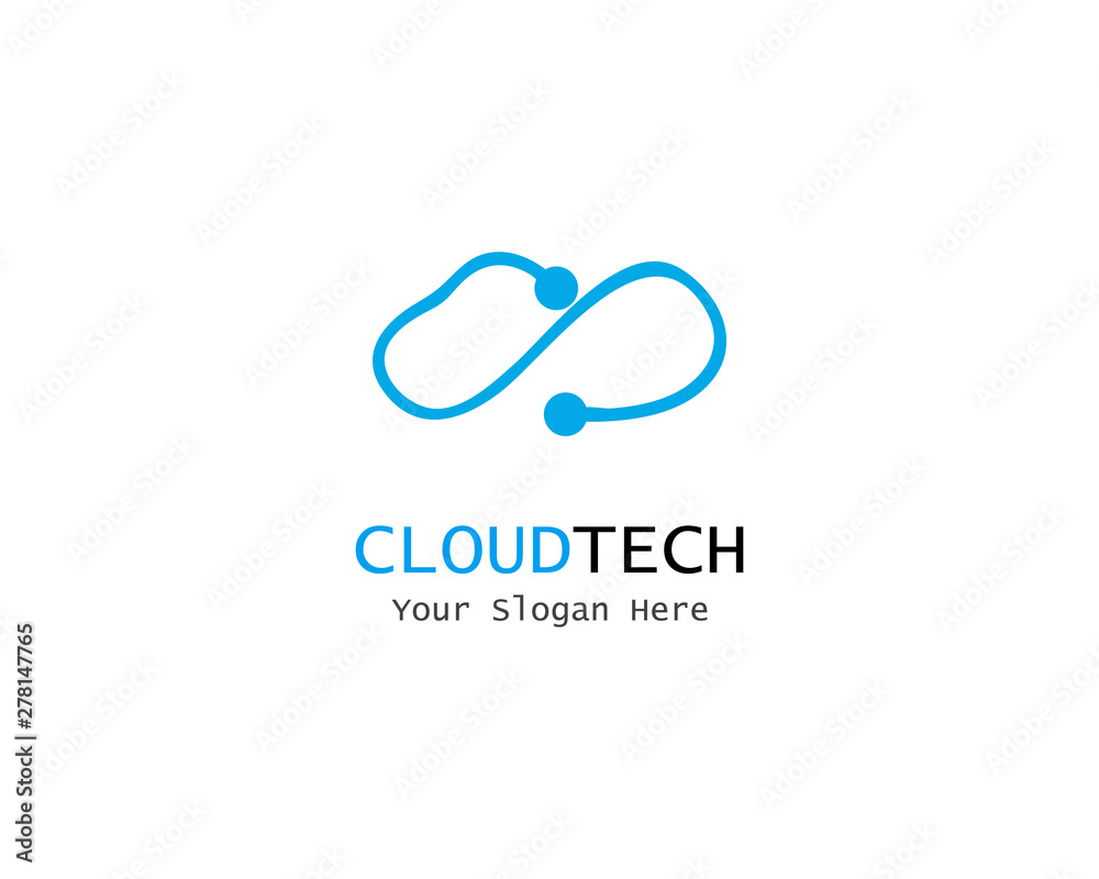 Cloud Digital technology line logo template vector Cloud Digital technology line logo template vector