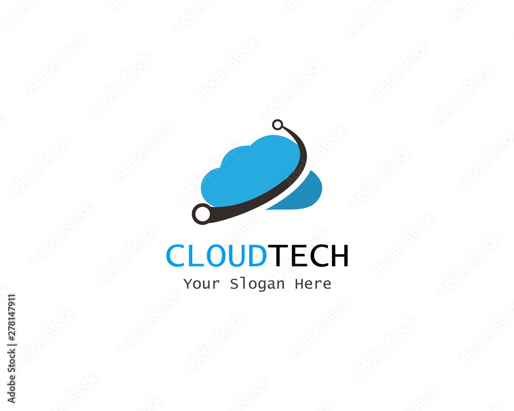 Cloud Digital technology line logo template vector Cloud Digital technology line logo template vector
