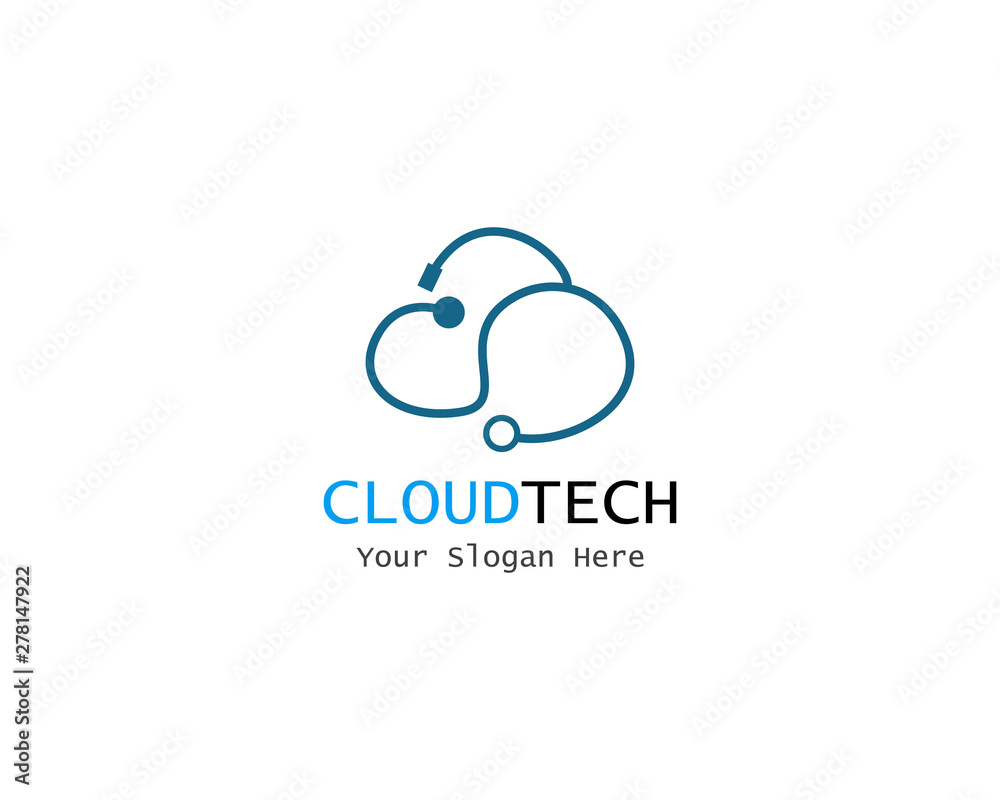 Cloud Digital technology line logo template vector Cloud Digital technology line logo template vector