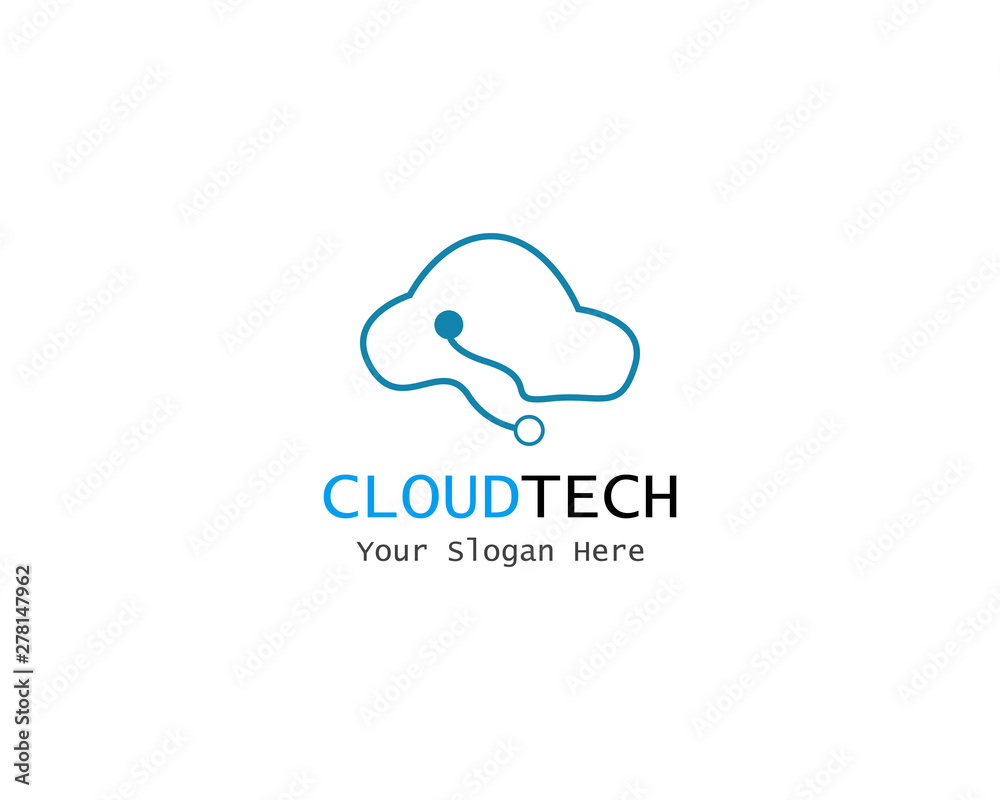 Cloud Digital technology line logo template vector Cloud Digital technology line logo template vector