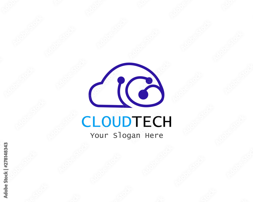 Cloud Digital technology line logo template vector Cloud Digital technology line logo template vector