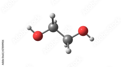 Ethylene glycol molecular structure isolated on white