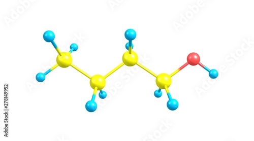 Tableau sur toile Butyl alcohol molecular structure isolated on white