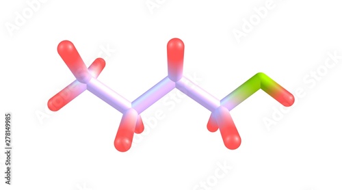 Billede på lærred Butyl alcohol molecular structure isolated on white