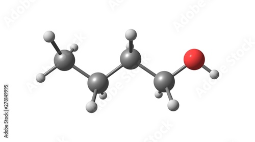 Butyl alcohol molecular structure isolated on white photo