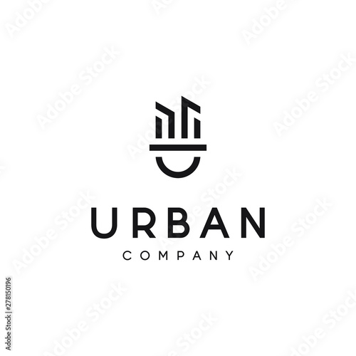 Initial letter U for urban city building logo concepts
