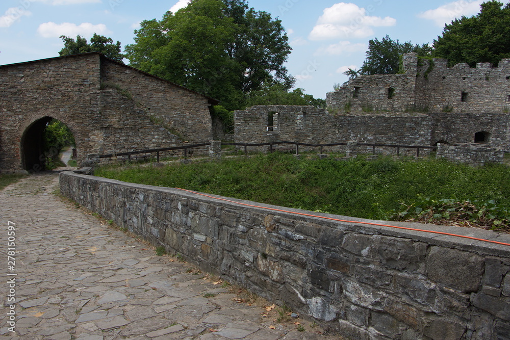 Architecture of the castle Hukvaldy in Beskydy in Czech republic