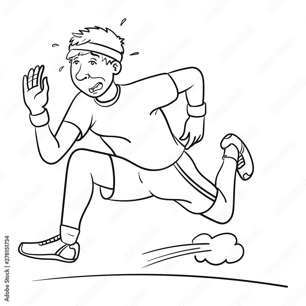 Fitness Women Running In Black And White Stock Vector Illustration Of