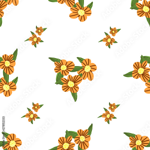 Vector pattern elementary usual fantasy flowers Colorful paisley wallpaper. Print design vector illustration.