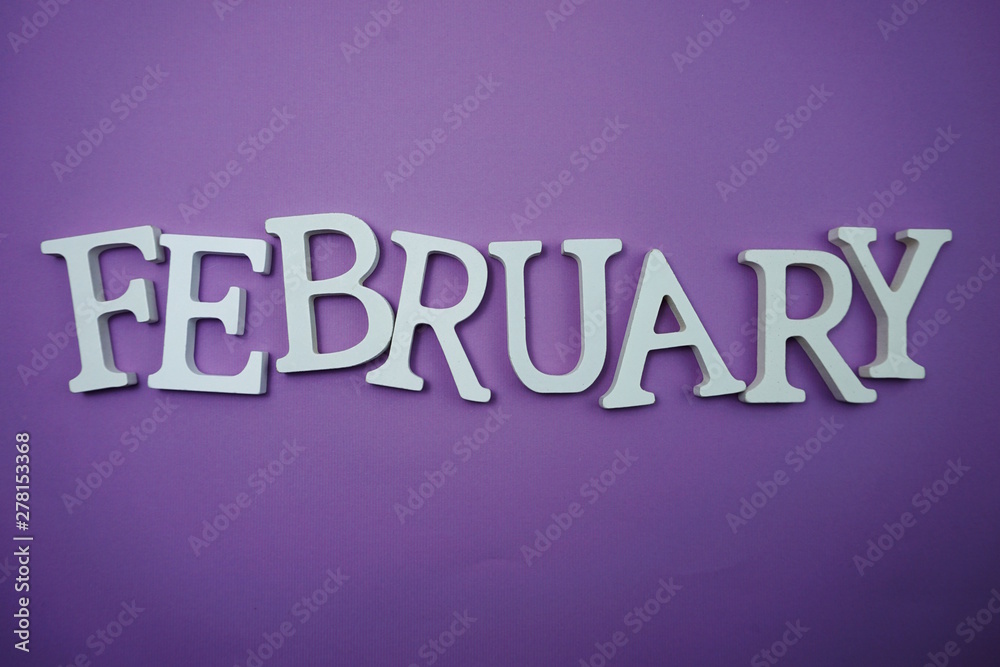 February alphabet letter with space copy on purple background February alphabet letter with space copy on purple background