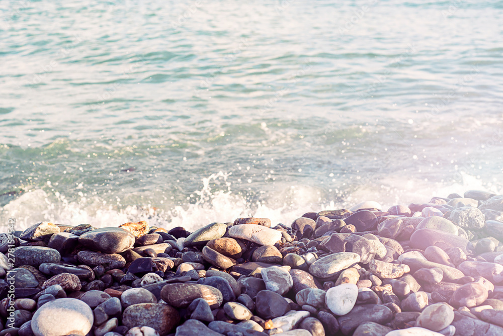 Obraz premium Rocky coast of the Black sea at sunset