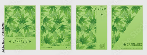 Set of vector cover templates with cannabis leaves for business, advertising, exhibition, party and etc.