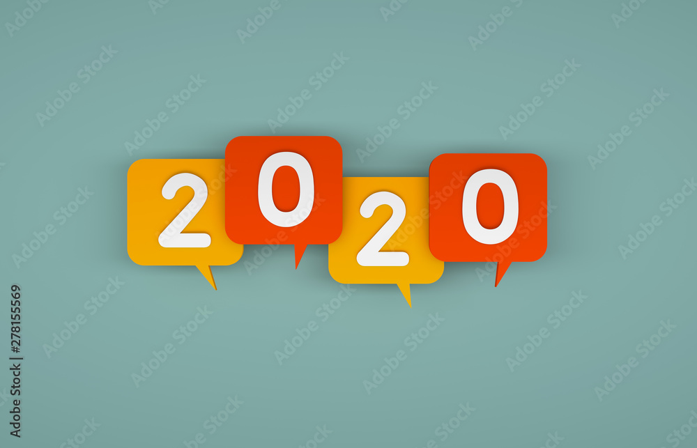 New Year 2020 Creative Design Concept - 3D Rendered Image