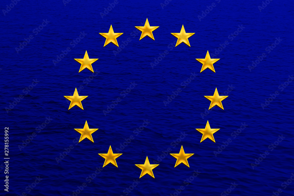 European Union flag, symbol of united Europe on soft silk with soft folds, close-up European Union flag, symbol of united Europe on soft silk with soft folds, close-up