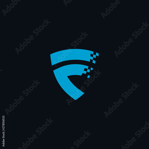 F shield geometric monogram blue