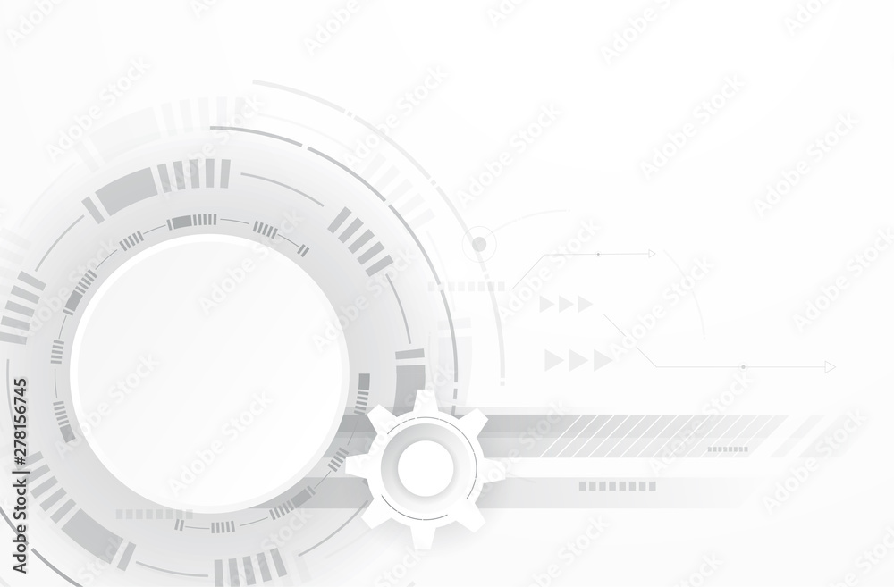 3d paper circle on clean circuit board background.Abstract modern futuristic, engineering, science, technology background. Hi-tech digital connect, communication concept in EPS10 vector illustration.