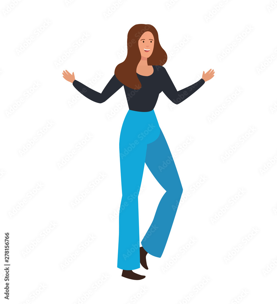 happy young woman avatar character happy young woman avatar character