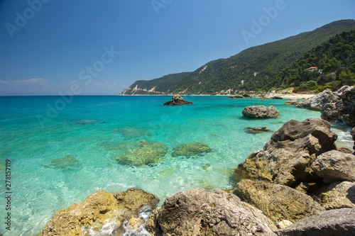 Fototapeta Naklejka Na Ścianę i Meble -  Turquoise beautiful beaches of Lefkada island, Agios Nikitas village