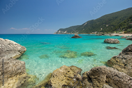 Turquoise beautiful beaches of Lefkada island, Agios Nikitas village © ivanavanja