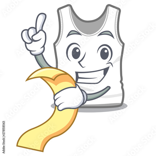With menu undershirt folded in a cartoon closet