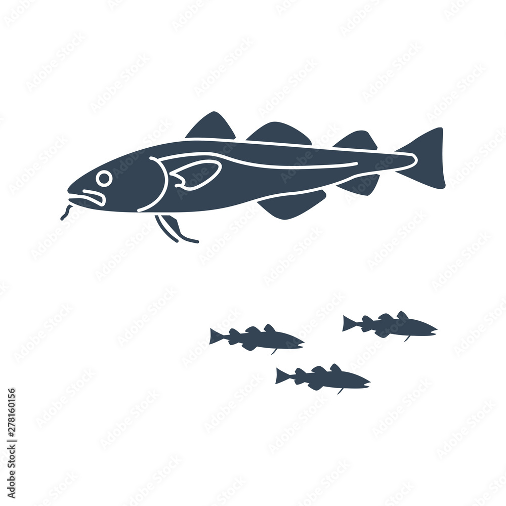 black icon fish, cod fish black icon fish, cod fish