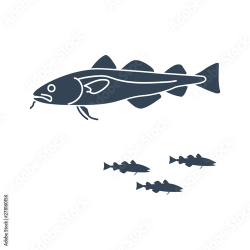 black icon fish, cod fish