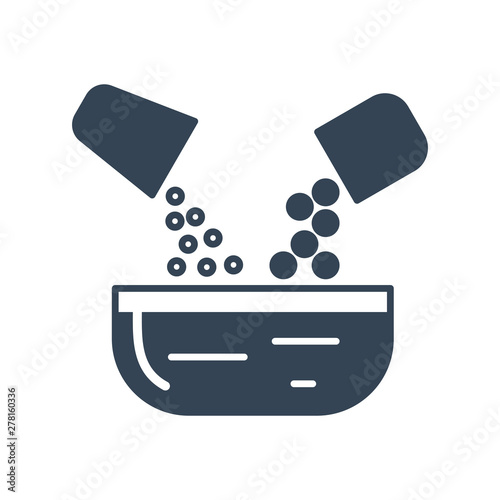 black icon add, pouring, mixing, ingredients
