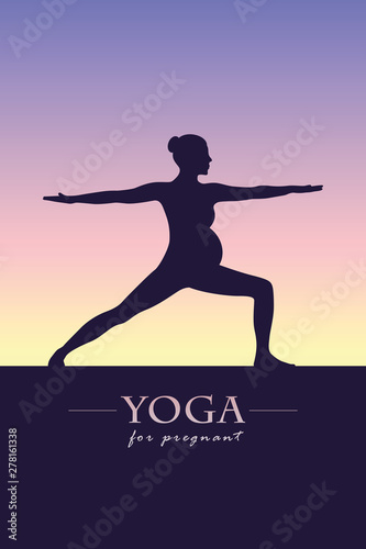 yoga for pregnant women silhouette vector illustration EPS10
