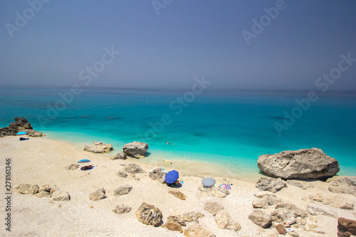 Kavalikefta Beach, Lefkada Island, Greece. Beautiful turquoise water of Kavalikefta Beach on the island of Lefkada in Greece  © ivanavanja