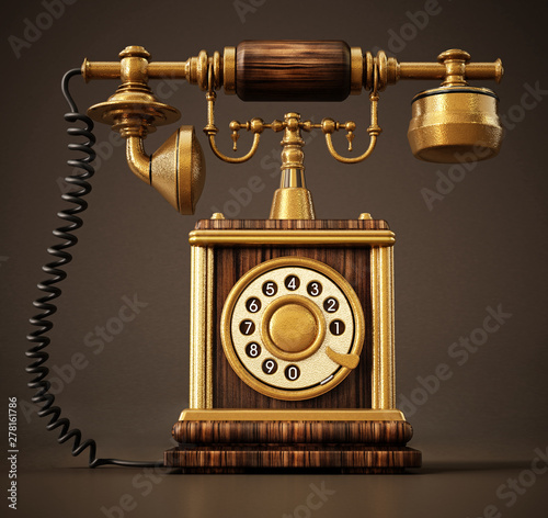 old telephone isolated on w...