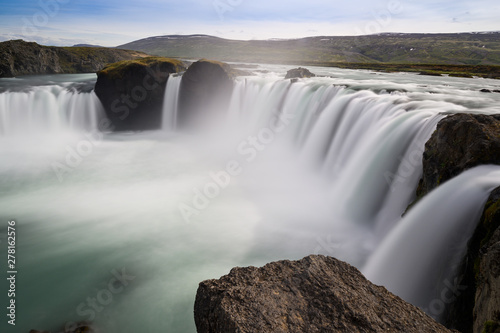 Scenery long exposure view of Godafoss waterfall  The waterfall of Gods 