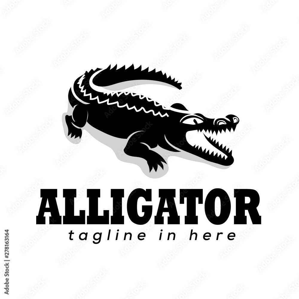 Aggressive wild crocodile logo design inspiration Stock Vector